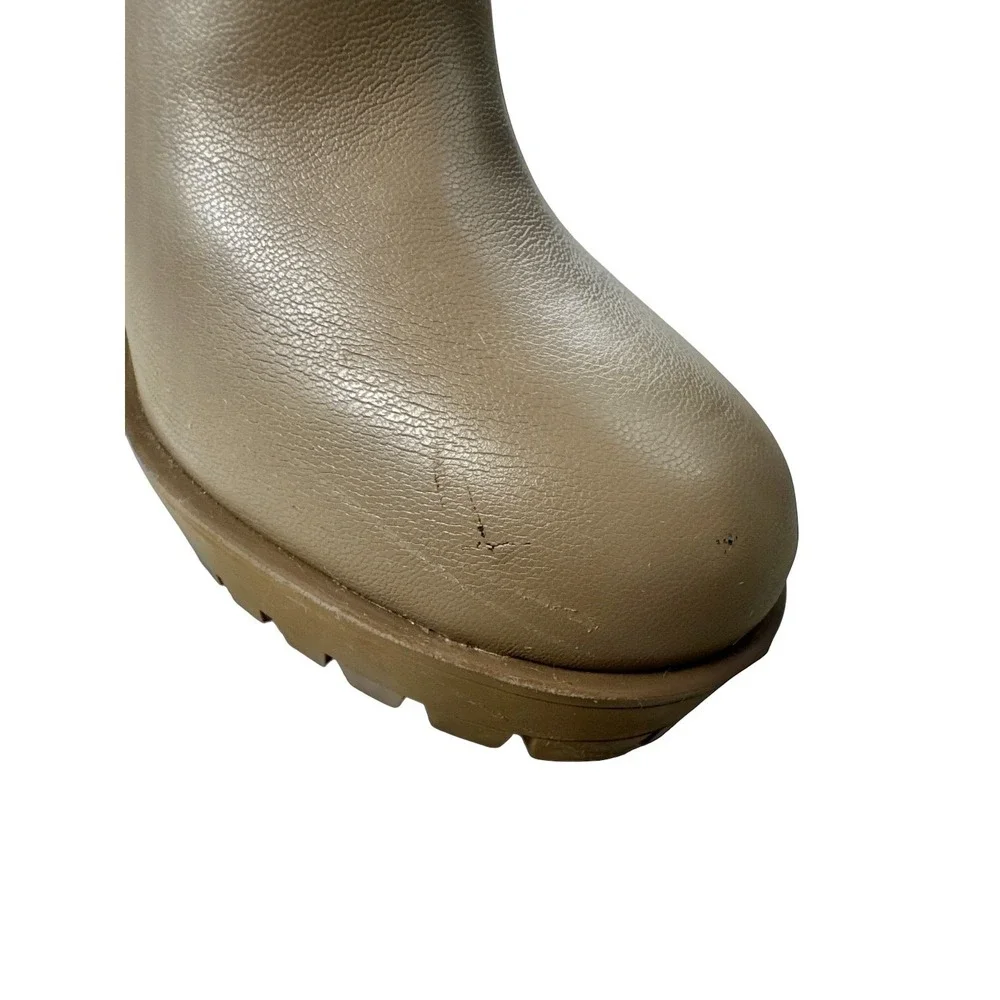 Guess Over The Knee OTK Block Heel Boot Lug Sole Taupe Beige Faux Leather Size 6